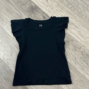 GAP Layered Ruffle Butterfly Sleeve Scoop Neck Black Size XS